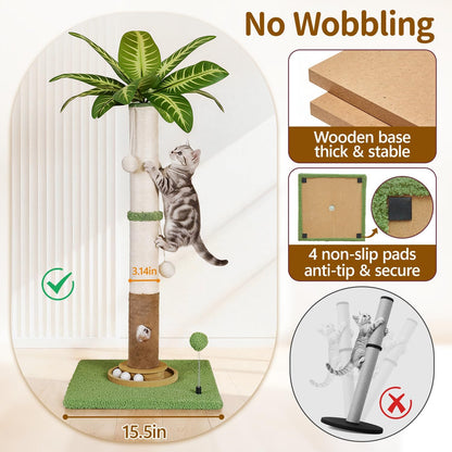 35" Tall Palm Tree Cat Scratching Post Vertical for Indoor Cats | Vertical Pole Post for Indoor Cat2