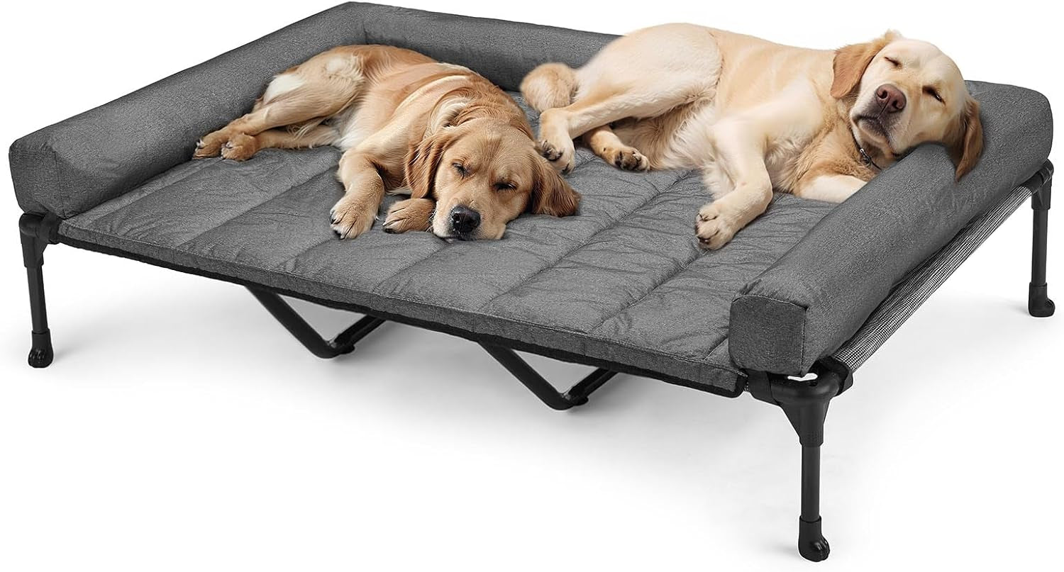 veehoo-outdoor-elevated-dog-bed-with-waterproof-bolster-cushion-cooling-raised-dog-bed-with-removable-washable-mat-topper-breathable-mesh-dog-couch-cot-for-indoor-outdoor-42-large-black