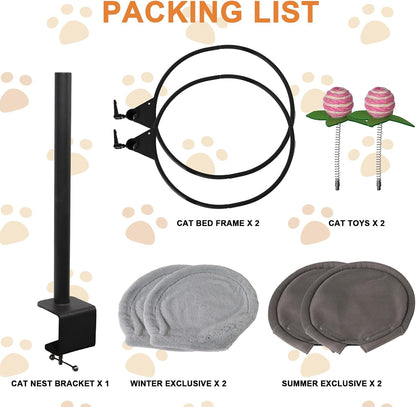 Double Cat Desk Bed, 360° Rotating & Adjustable Desk Mount with Soft Faux Fur & Breathable Mesh Accessories, Ergonomic Cat Perch for Remote Workers,Gamers, and Office Staff - Supports up to 44 Lbs4