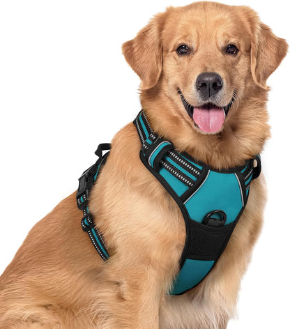 Rabbitgoo Dog Harness, No Pull for Large Dogs with 2 Leash Clips, Pet Vest | No Choke with Handle, Adjustable Soft Padded, Reflective, Easy Control for Walking, Black, Large115