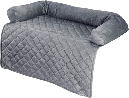 Couch Cover for Dogs - 35X35 Pet Furniture Protector with Memory Foam Neck Bolster, Quilted Fabric, and Water-Resistant Base Layer by PETMAKER (Gray)5