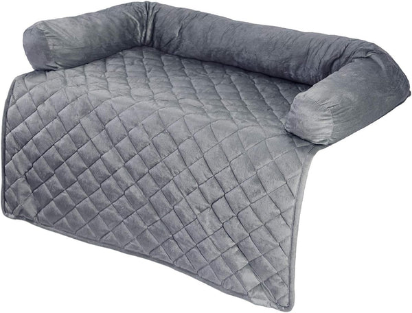 Couch Cover for Dogs - 35X35 Pet Furniture Protector with Memory Foam Neck Bolster, Quilted Fabric, and Water-Resistant Base Layer by PETMAKER (Gray)5