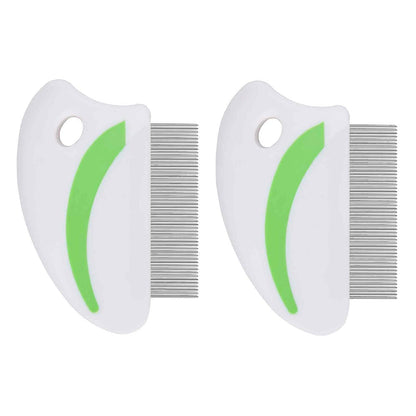 2 Pack Flea Lice Comb, Stainless Steel Dog Cat Grooming Combs with Rounded Teeth, Professional Pet Tear Stain Remover, Dematting Tool for Small, Medium & Large Pets1