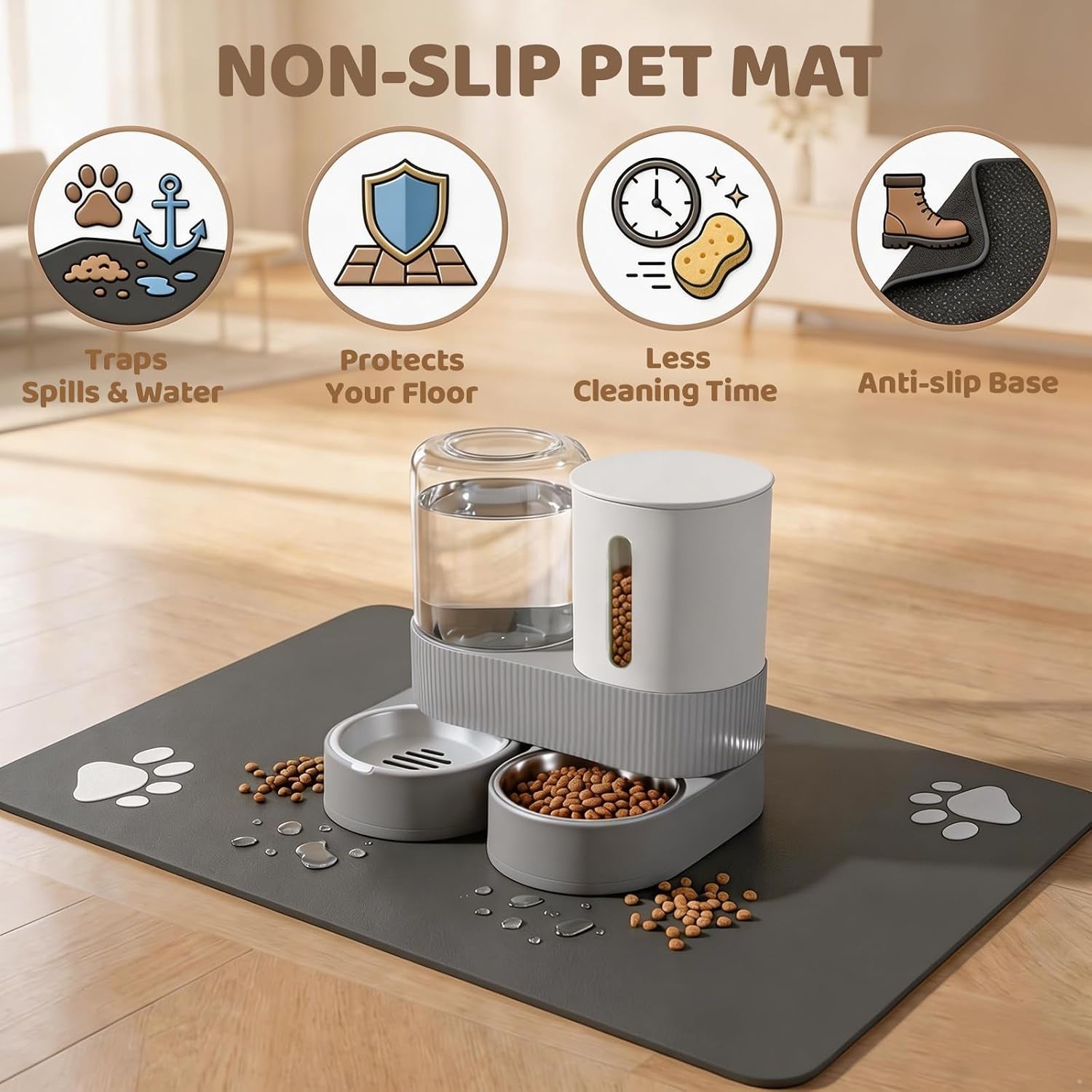 gravity-cat-feeder-2-pack-automatic-food-feeder-and-water-dispenser-set-detachable-pet-bowl-with-silicone-mat-for-cats-small-medium-dogs-large-capacitygrey