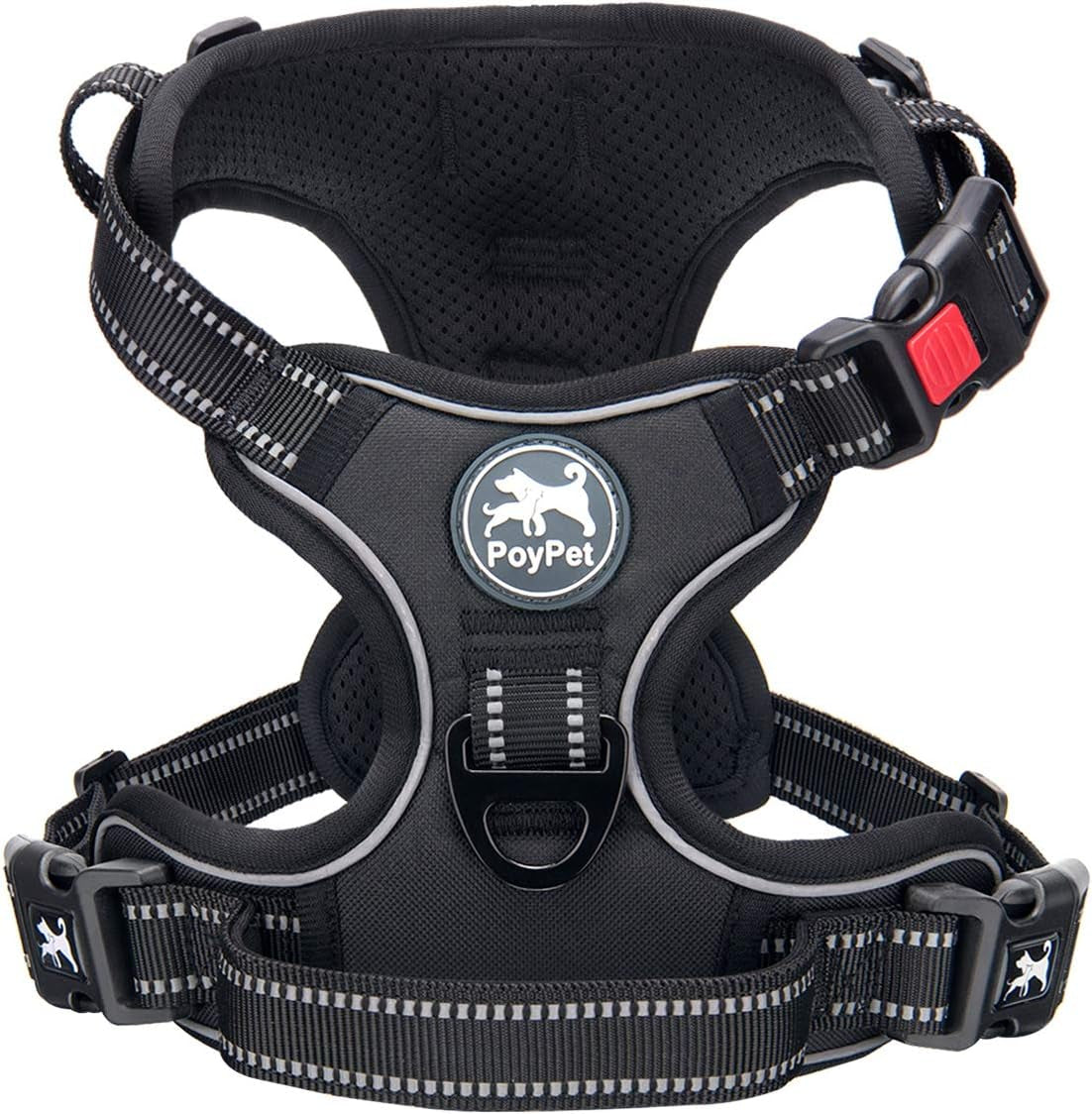 poypet-no-pull-dog-harness-no-choke-front-lead-dog-reflective-harness-adjustable-soft-padded-pet-vest-with-easy-control-handle-for-small-to-large-dogspink-medium