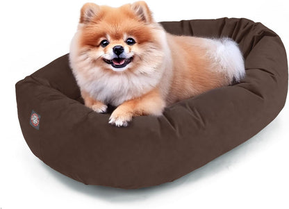 Majestic Pet 32 Inch Suede Calming Dog Bed Washable – Cozy Soft round Dog Bed with Spine Support for Dogs to Rest Their Head - Fluffy Donut Dog Bed 32X23X7 (Inch) - round Pet Bed Medium – Sage35