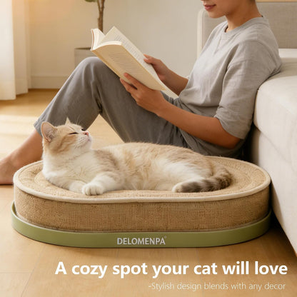 Large Sisal Cat Scratcher Lounge, 2-In-1 Cat Bed with Durable Base & Plush Foam Cushion, Non-Shedding Cat Scratching Pad for Indoor Cats,22"X14", No Mess Furniture Protector5