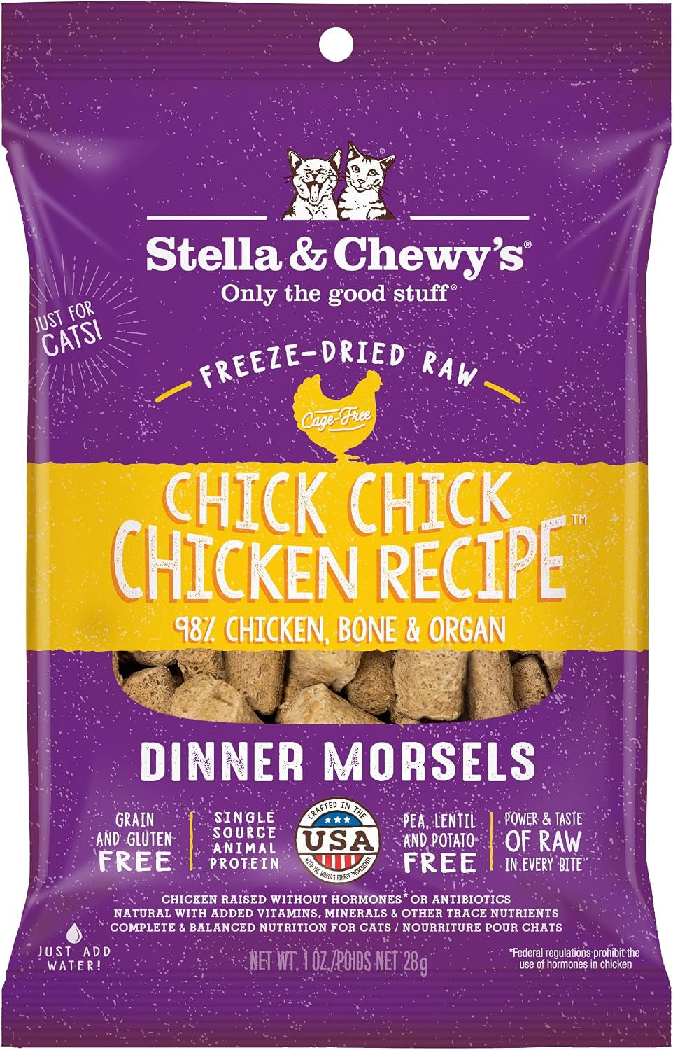 stella-chewys-freeze-dried-raw-cat-dinner-morsels-premium-chicken-recipe-with-98-cage-free-meat-organs-natural-grain-free-cat-kitten-food-made-in-usa-3-5-oz