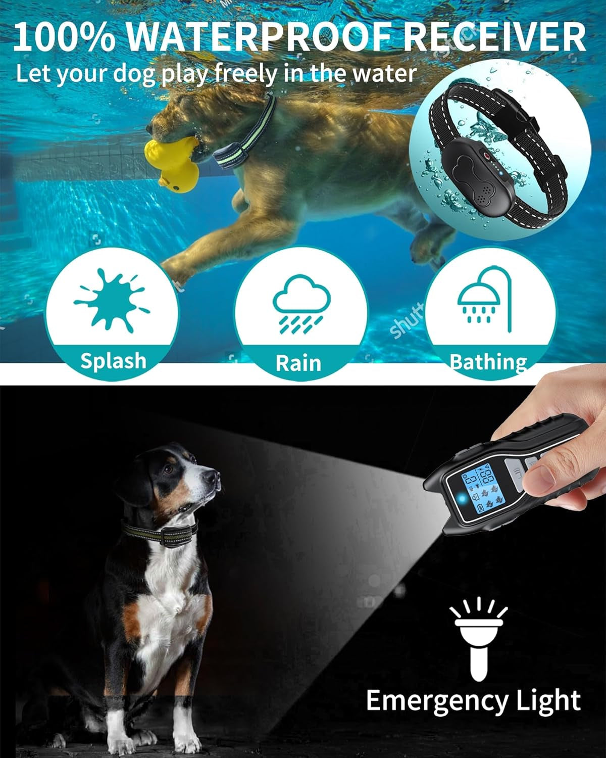 dog-shock-collar-with-remote-control-rechargeable-dog-training-collar-ipx7-waterproof-e-collar-for-dogs-with-4-safe-modes-flashlight-beep-vibration-shock-ideal-for-all-dog-sizes-8-150lbs