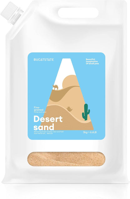 BUCATSTATE Hamster Bath Sand with Pour Spout, 6.6LB Desert Bath Sand | No-Dust Potty Litter Calcium-Free Sand for Hamster Chinchillas Gerbil Mice Degu or Other Small Pets (Fine Sand)1