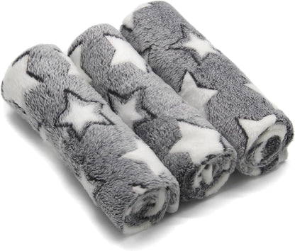 1 Pack 3 Puppy Blankets Super Soft Warm Sleep Mat Grey Cute Print Blanket Fluffy Fleece Pet Blanket Flannel Throw Dog Blankets for Small Dogs Puppy Dogs Fluffy Cats,Bone-Small(23"X15")15