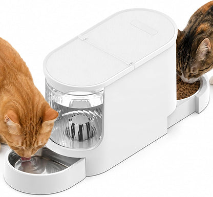 Automatic Cat Feeder 2-In-1 Set with Stainless Steel Bowls | Dog Feeding & Watering Supply with Stailess Steel Bowls Large Capacity Low Noise1