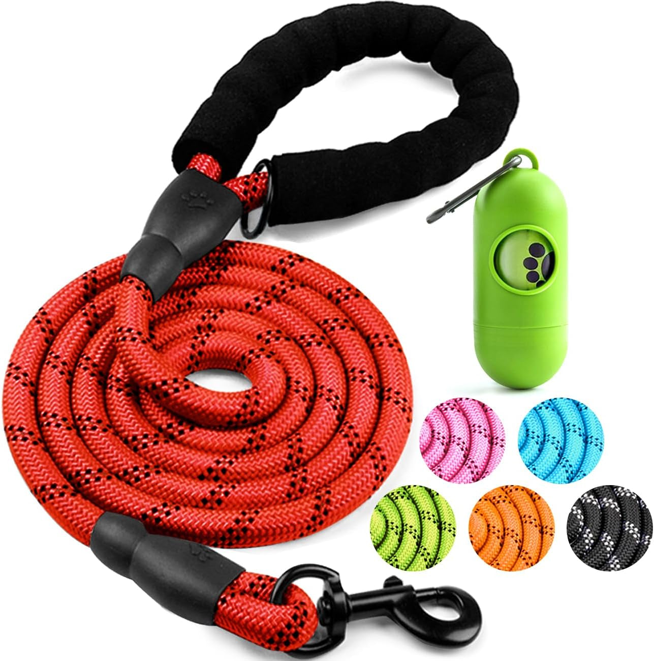cooyoo-2-pack-dog-leash-5-ft-heavy-duty-comfortable-padded-handle-reflective-dog-leash-for-medium-large-dogs-with-collapsible-pet-bowl
