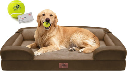 Waterproof Orthopedic Dog Bed for Extra Large Sized Dogs | Memory Foam Pet Bed Sofa with Bolster, Dog Couch with Washable Cover & Non-Slip Bottom, 42X30 Inch, Grey19