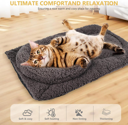 Tailtastic Self Warming Cat Bed with U-Shaped Neck Support Pillow 24"X18" | Heat-Reflective Layer,Orthopedic Support,Milk Fleece & PP Cotton Fill, Non-Slip Bottom, Fits Crates, Sofas & Windows4