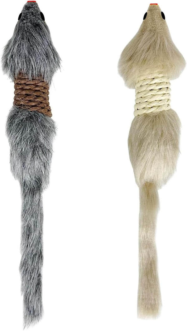 Ttcat 2 Pack Large Furry Mouse Cat Toys, Natural Paper Rope Realistic Fake Mice Kitten Interactive Hunting Toy, Durable Chew Teaser Toy for Indoor Cats, Boredom Relief Cat Prey Toy.1