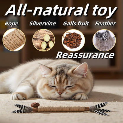 Cat Chew Toys Silvervine Sticks Dental Treat Feather 7Pack Indoor | Real Feathers Silvervine Dual-Action Chew Chase Soothes Teething, Cleans Teeth Relieves Boredom Indoors Safe Durable 7PK Set6