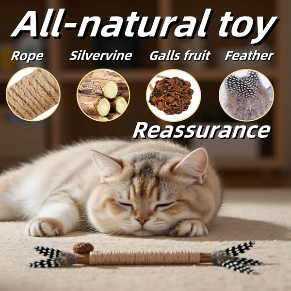Cat Chew Toys Silvervine Sticks Dental Treat Feather 7Pack Indoor | Real Feathers Silvervine Dual-Action Chew Chase Soothes Teething, Cleans Teeth Relieves Boredom Indoors Safe Durable 7PK Set6