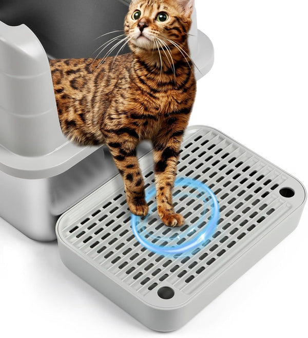 Cat Litter Box Ramp, Litter Box Step Mat with Filter Function Cat Stair for Litter Box, Easy to Clean, 11.8''X 8.2''X 2'' Cats Pedal Step Stool Ideal for Kitten & Elderly Cats (Light Grey)9