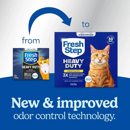 Fresh Step Heavy Duty cat litter with new odor control tech, 3X carbon, Febreze freshness, 30-day guarantee2