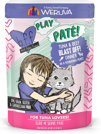 Weruva B.F.F. Play - Best Feline Friend Paté Lovers, Aw Yeah!, Paté Partay! Variety Pack, 3Oz Pouch (Pack of 12)15