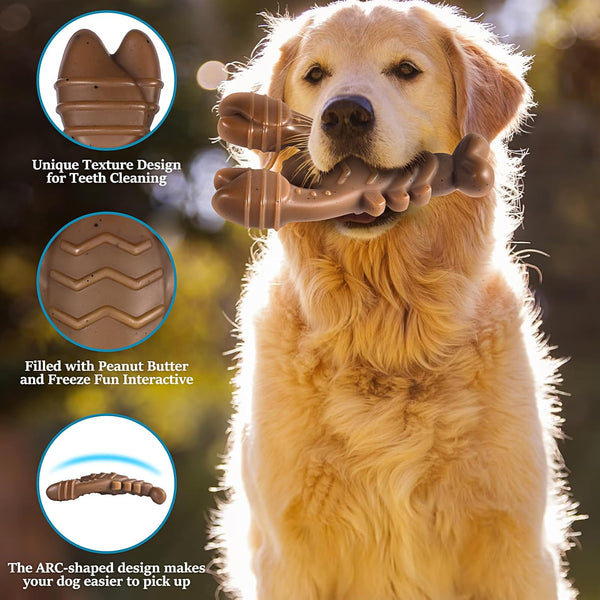 NEZIN Dog Toys for Aggressive Chewers, Indestructible Toys for Large Dogs, Dog Chew for Large Medium Small Breed, 3 Pack Super Chewer with Tough Nylon, Gift for Dogs3
