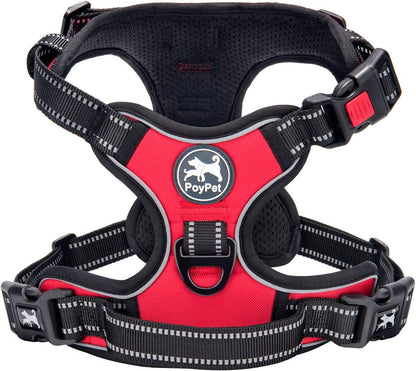 Poypet No Pull Dog Harness, No Choke Front Lead Dog Reflective Harness, Adjustable Soft Padded Pet Vest with Easy Control Handle for Small to Large Dogs(Pink, Medium)13