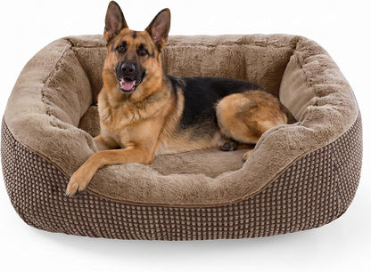 INVENHO Medium Dog Beds for Medium Dogs Washable, Rectangle Dog Bed Medium Size Dog, Orthopedic Dog Bed, Warming Soft Calming Sleeping Puppy Bed Durable Pet Bed with Anti-Slip Bottom M(30"X24"X9")46