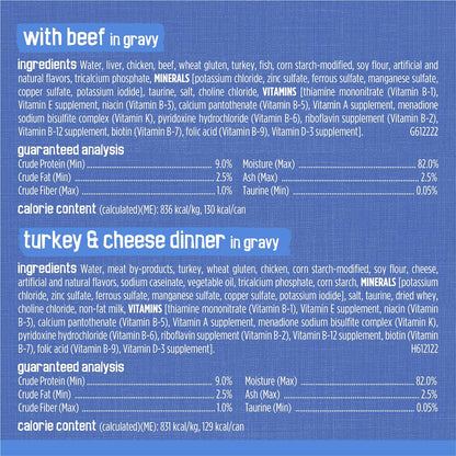Purina Friskies Wet Cat Food Variety Pack, Shreds with Beef, Turkey and Cheese Dinner, Chicken and Salmon Dinner, and with Ocean Whitefish and Tuna - (Pack of 40) 5.5 Oz. Cans6