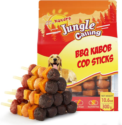 Jungle Calling Multi-Flavor Dog Kabob Treats, Edible Rawhide Stick, 10.6 Oz | Premium Snacks for Medium & Large Dogs, Made with Chicken, Duck, Beef, Sweet Potato and Pumpkin, Perfect for Special Moments10