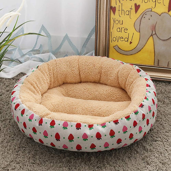 Beige/White + Strawberry Fashion Pet Supplies Kennel Cat Litter Small Medium Dog Pet Dog Pad 50 50 14 Cm1