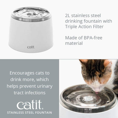Catit Fresh & Clear Stainless Steel Cat Water Fountain, 500233