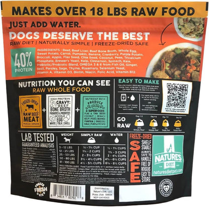 Nature'S Diet Simply Raw Freeze-Dried Whole Food Meal - Makes 18 Lbs Fresh Food with Muscle, Organ, Bone Broth, Whole Egg, Superfoods, Fish Oil Omega 3, 6, 9, Probiotics & Prebiotics (Beef)2