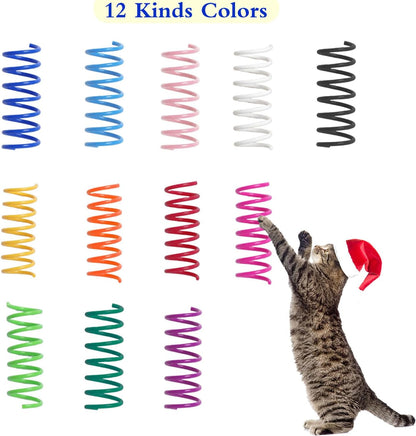 12PCS 12Colors Cat Spring Toys for Indoor Cats | Interactive Coil Springs for Self Play, Heavy Plastic Cat Spiral Spring, Hunting, Biting, Swatting Creative Kitten Toy.4