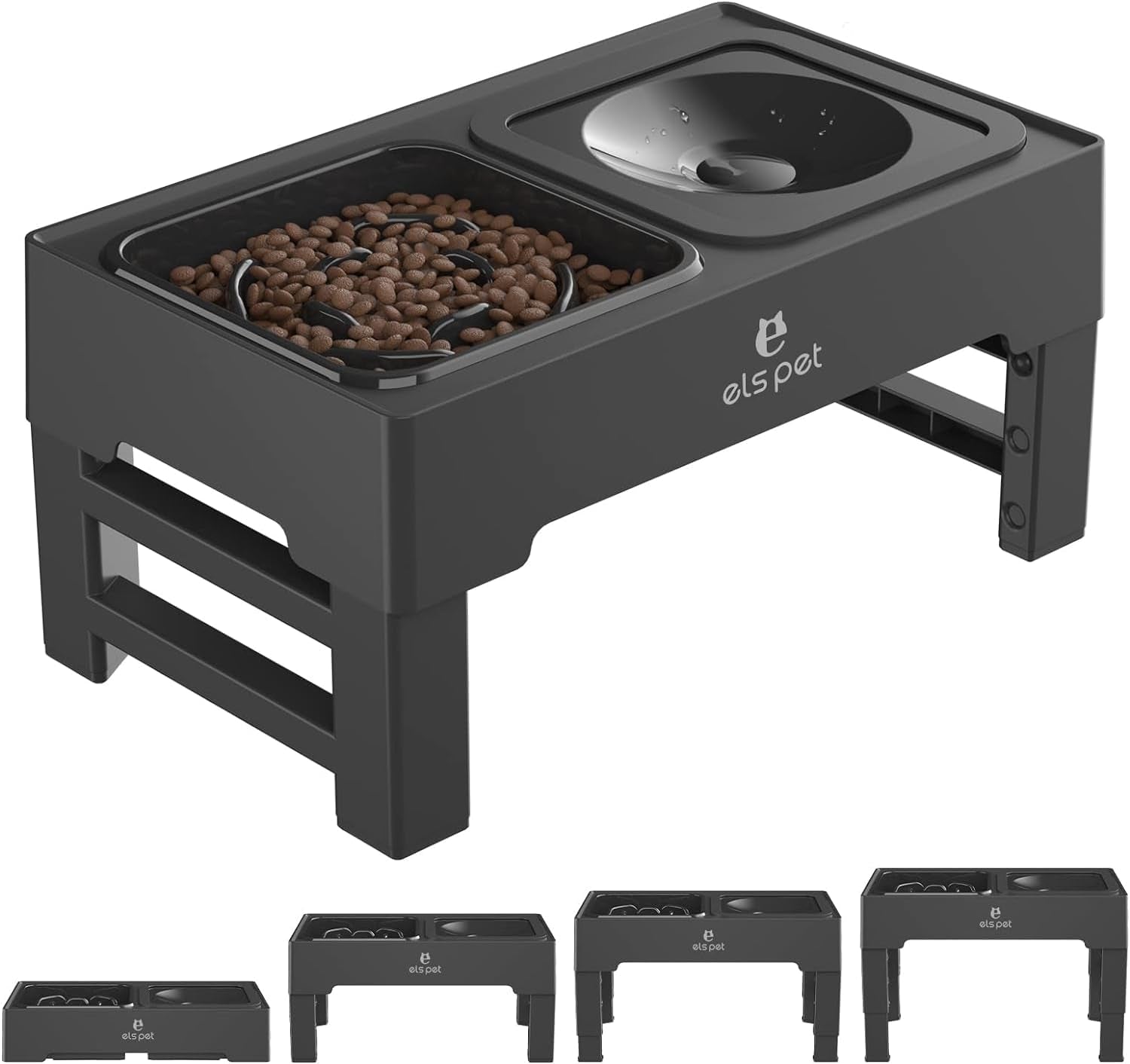 els-pet-adjustable-elevated-dog-bowls-no-spill-water-bowl-and-slow-feeder-adjustable-height-3-to-11-inch-small-medium-large-dog-slow-feeder-insert-no-spill-water-bowl-anti-slip-feet-removable