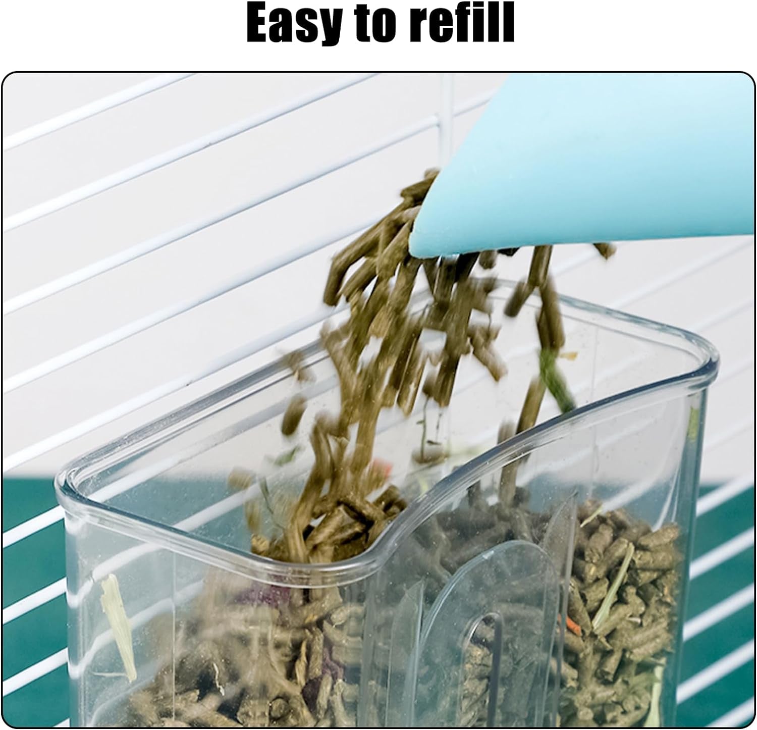 hanging-automatic-food-dispenser-27oz-large-capacity-hanging-pet-cage-feeder-for-rabbit-bird-chinchilla-hedgehog-guinea-pig-ferret-kitty-puppy-gray