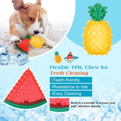Pawaboo Pet Teether Cooling Chew Toys, Freezable Teething Toy for Puppies, Watermelon and Pineapple Shape Freeze Interactive Toys in Summer, Frozen Dog Treat Training Tools for Small and Medium Dogs4