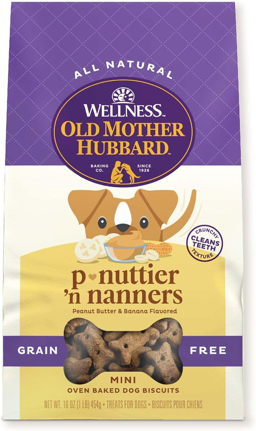 wellness-old-mother-hubbard-classic-grain-free-p-nuttiern-nanners-dog-biscuits-natural-training-treats-peanut-butter-and-banana-flavor-mini-size-16-oz-bag