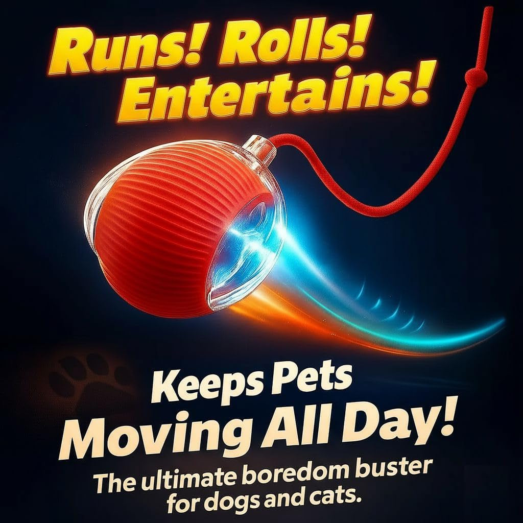 purrmitive-2026-durable-interactive-cat-toys-for-indoor-cats-dog-toys-ball-rolling-pet-ball-smart-automatic-cat-chase-balls-toy-interactive-dog-toys-speedy-tail-kitten-cat-toys-interactive-red