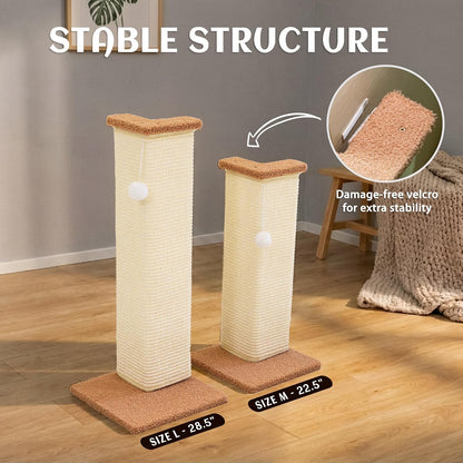 PETKARAY Couch Corner Cat Scratcher, 28.5" Sisal Scratching Post for Cats | Corner Wall Scratch Pad for Furniture Protection, Large Vertical Cat Scratching Post with Plush Base5