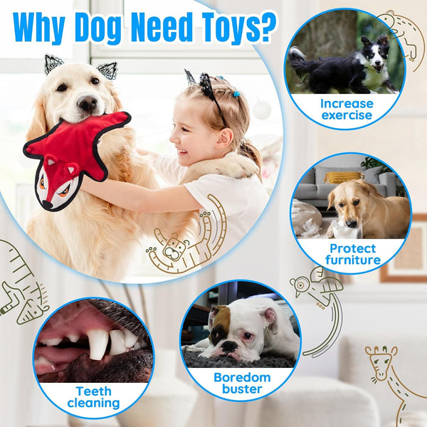 LECHONG No Stuffing Dog Squeaky Toys, Glowing Eyes Crinkle Plush Puppy Toys for Teething Chewing, 5Pcs Flat Tough Dog Toys Set for Large Medium Small Dogs to Keep Them Busy6