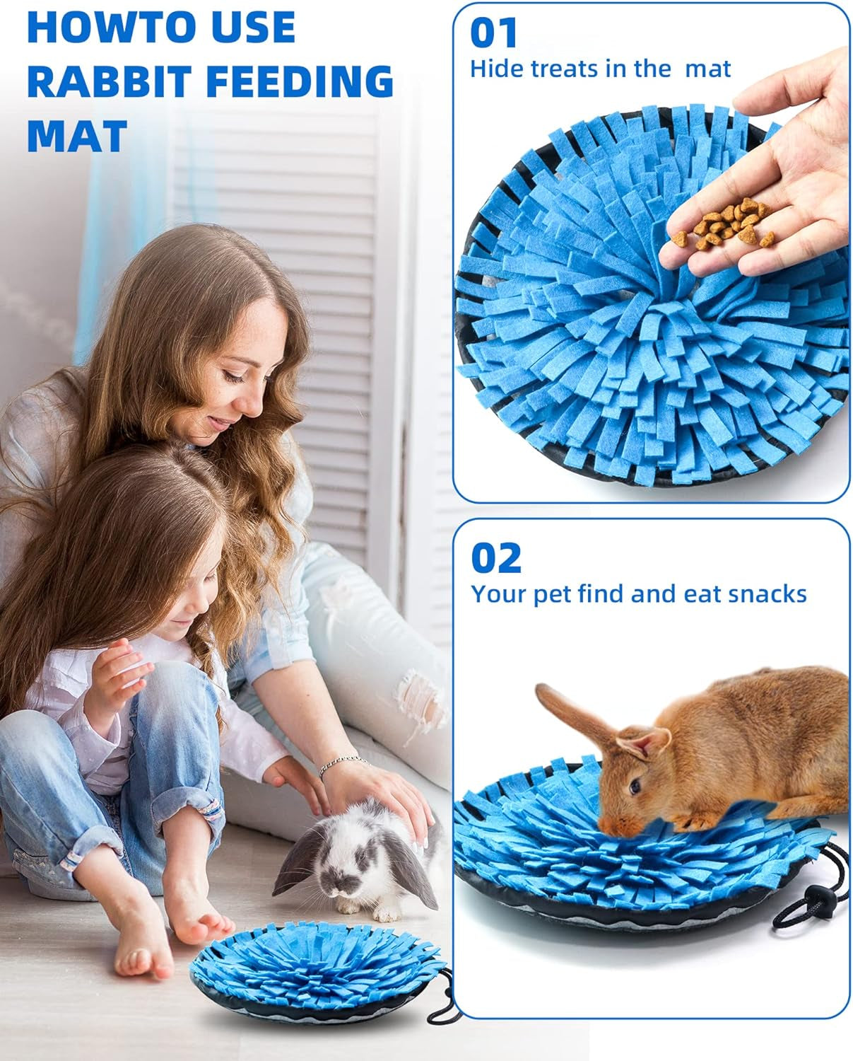 rabbit-foraging-mat-interactive-feed-game-for-boredom-small-pet-puzzle-toy-ovmkov-9-44-x-9-44-polar-fleece-snuffle-pad-bed-nosework-feeding-mat-for-bunny-hamster-guinea-pigs-ferrets-chinchillas