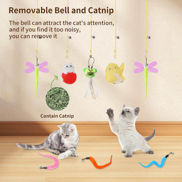 Hanging Cat Toys for Indoor Cats | 8 Assorted Teaser Refills, 3 Indoor Cat Hanging Toy and 1 Interactive Wand Suitable for Indoor Cats3