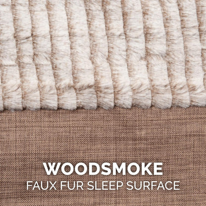 Furhaven Memory Foam Dog Bed for Medium/Small Dogs W/ Removable Bolsters & Washable Cover, for Dogs up to 35 Lbs - Luxe Faux Fur & Performance Linen Sofa - Woodsmoke, Medium7