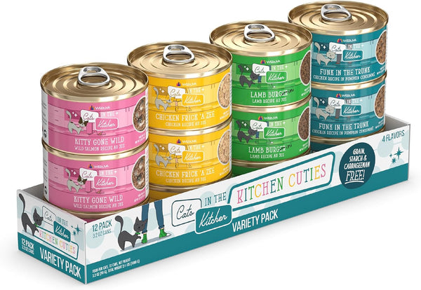 Weruva Cats in the Kitchen, Kitchen Cuties Variety Pack, Wet Cat Food, 3.2Oz Can (Pack of 12)1