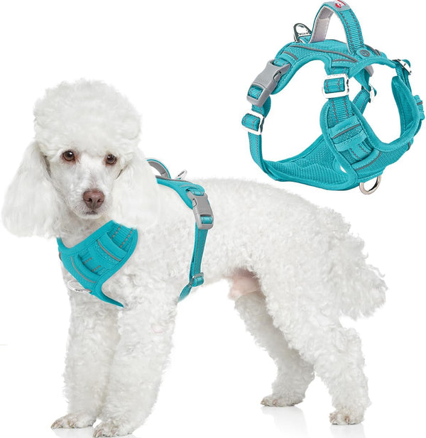 BARKBAY Dog Harness No Pull with ID Tag Pocket - Heavy Duty, Reflective, Easy Control for Large Dogs(Blue,L)56