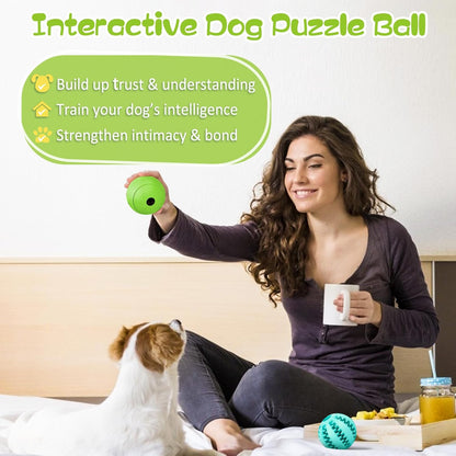 HIPPIH Dog Puzzle Toy 2 Pack, Interactive Dog Toys for Treat Dispensing, Durable Puppy Toys for Teething, Dog Treat Ball for Teeth/Slow Feeder/Iq Training/Playing, Blue-2.75‘’, Green-3.14‘’5