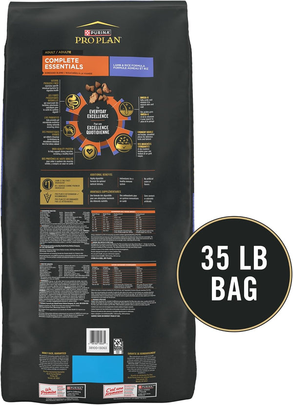 Purina Pro Plan Complete Essentials Shredded Blend Lamb and Rice High Protein Dog Food with Probiotics for Dogs - 35 Lb. Bag5