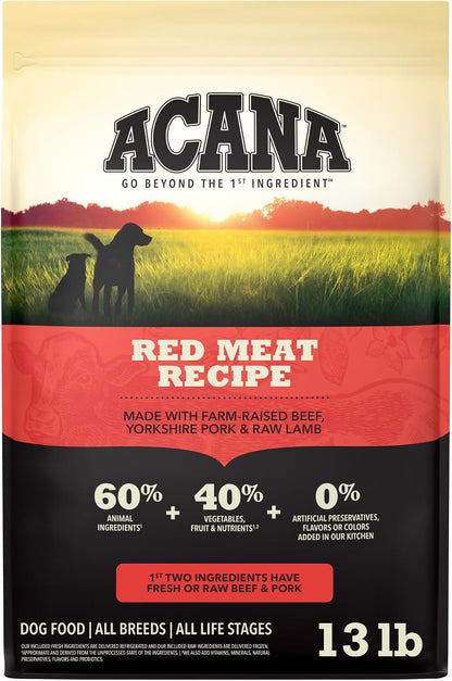 ACANA Grain Free Dry Dog Food Red Meat Recipe 25Lb. Bag | Freeze Dried, Grain Free, High Protein, Made in the USA, Omega-3 Fatty Acids, Digestive Health, Global Quality Ingredients12