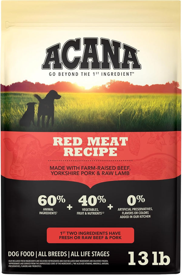 ACANA Grain Free Dry Dog Food Red Meat Recipe 25Lb. Bag | Freeze Dried, Grain Free, High Protein, Made in the USA, Omega-3 Fatty Acids, Digestive Health, Global Quality Ingredients12